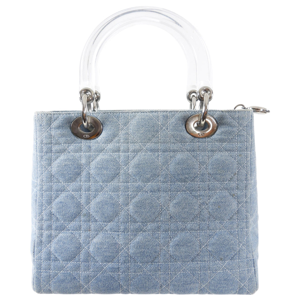 Christian Dior Vintage Light Blue Denim Lady Dior Bag