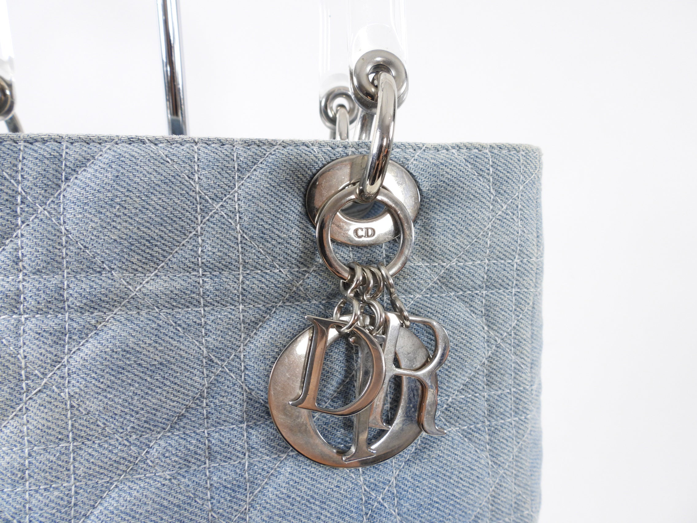 Christian Dior Vintage Light Blue Denim Lady Dior Bag