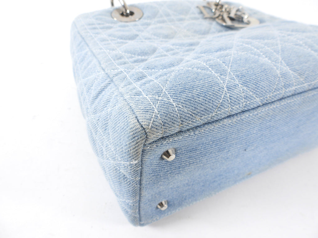 Christian Dior Vintage Light Blue Denim Lady Dior Bag