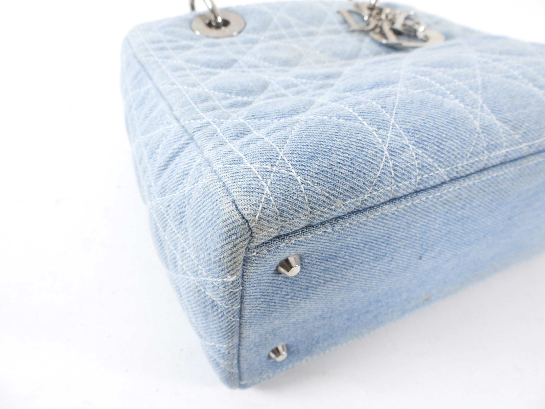 Christian Dior Vintage Light Blue Denim Lady Dior Bag