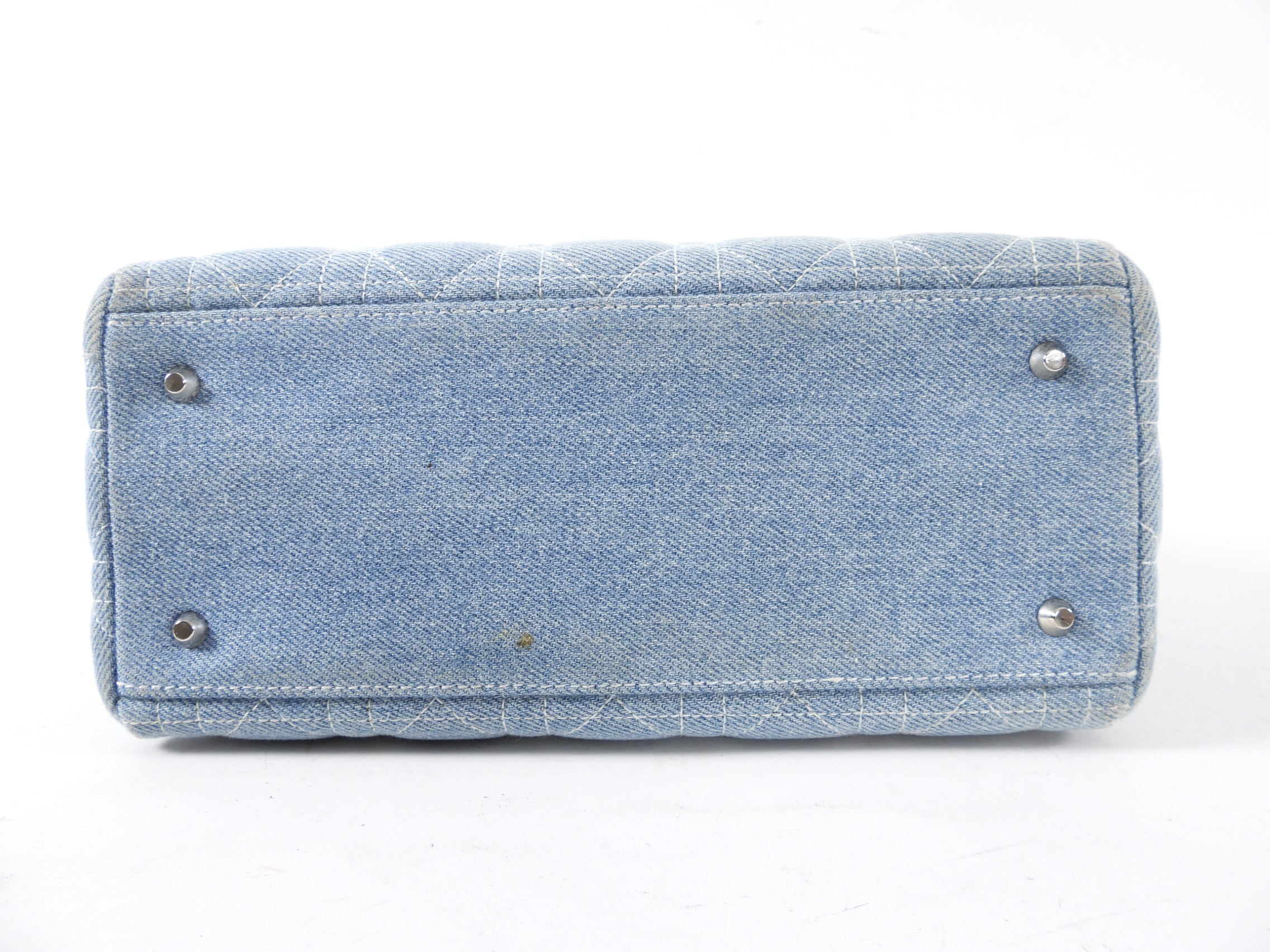 Christian Dior Vintage Light Blue Denim Lady Dior Bag