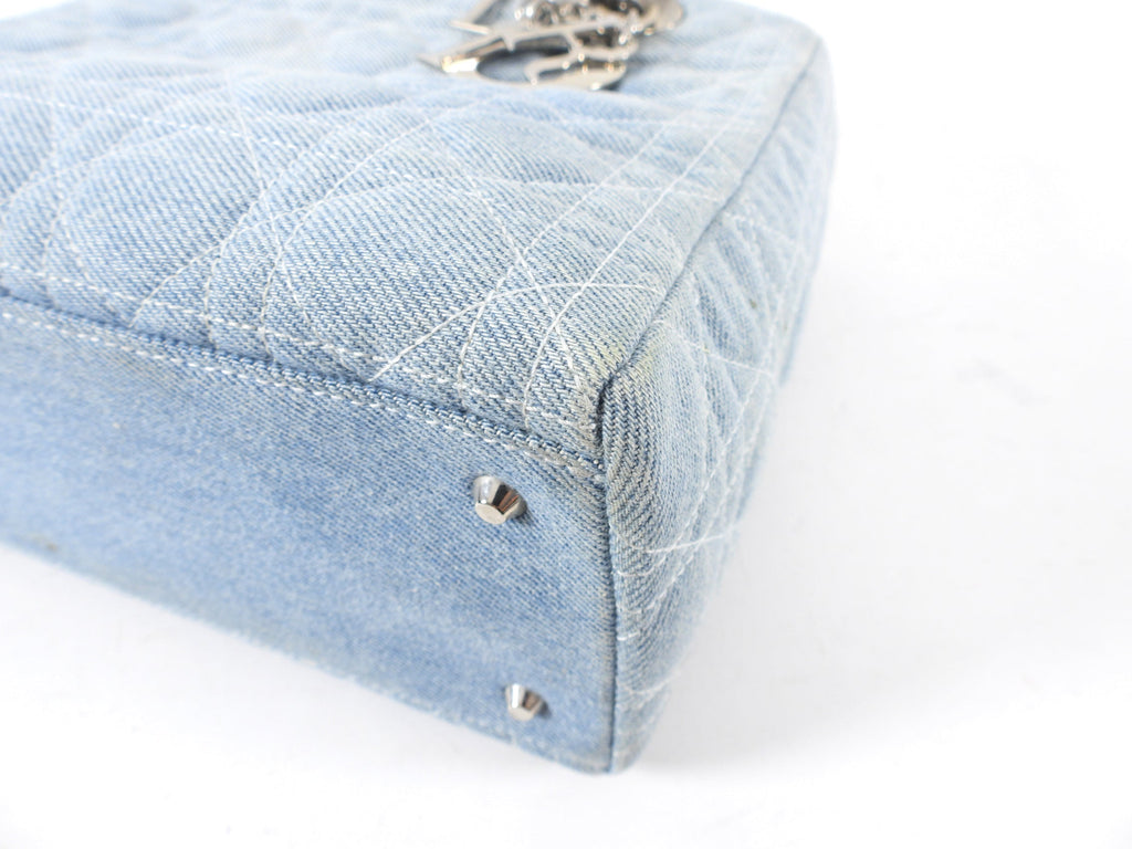 Christian Dior Vintage Light Blue Denim Lady Dior Bag