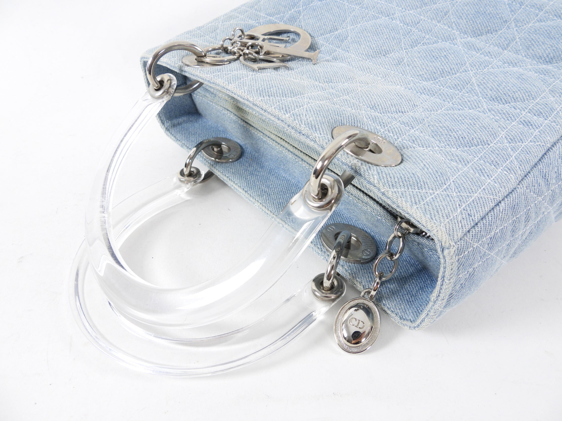 Christian Dior Vintage Light Blue Denim Lady Dior Bag
