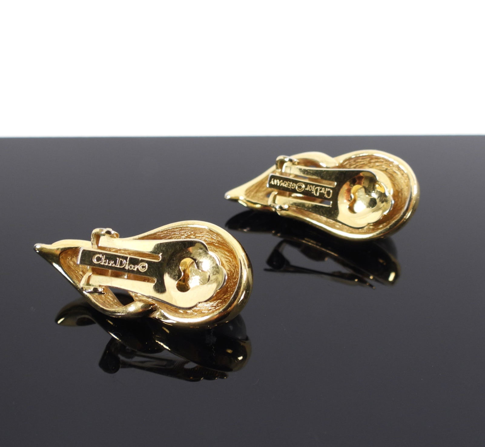 Christian Dior Vintage Goldtone Faux Pearl Clip Earrings