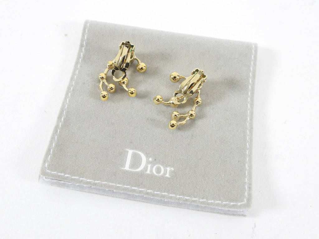 Dior Rhinestone and Goldtone Spray Clip on Earrings