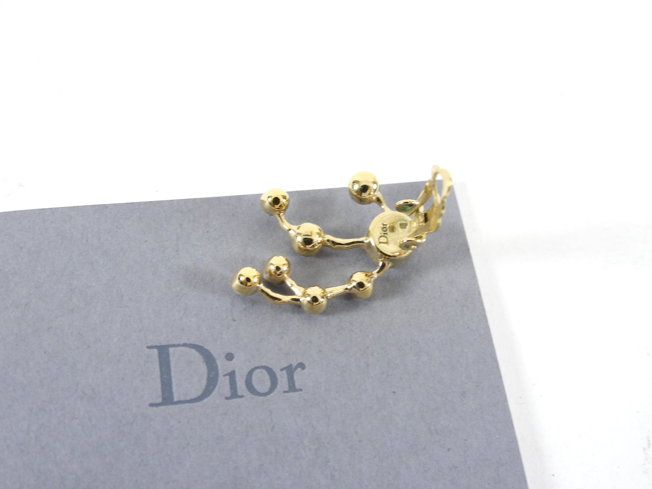 Dior Rhinestone and Goldtone Spray Clip on Earrings