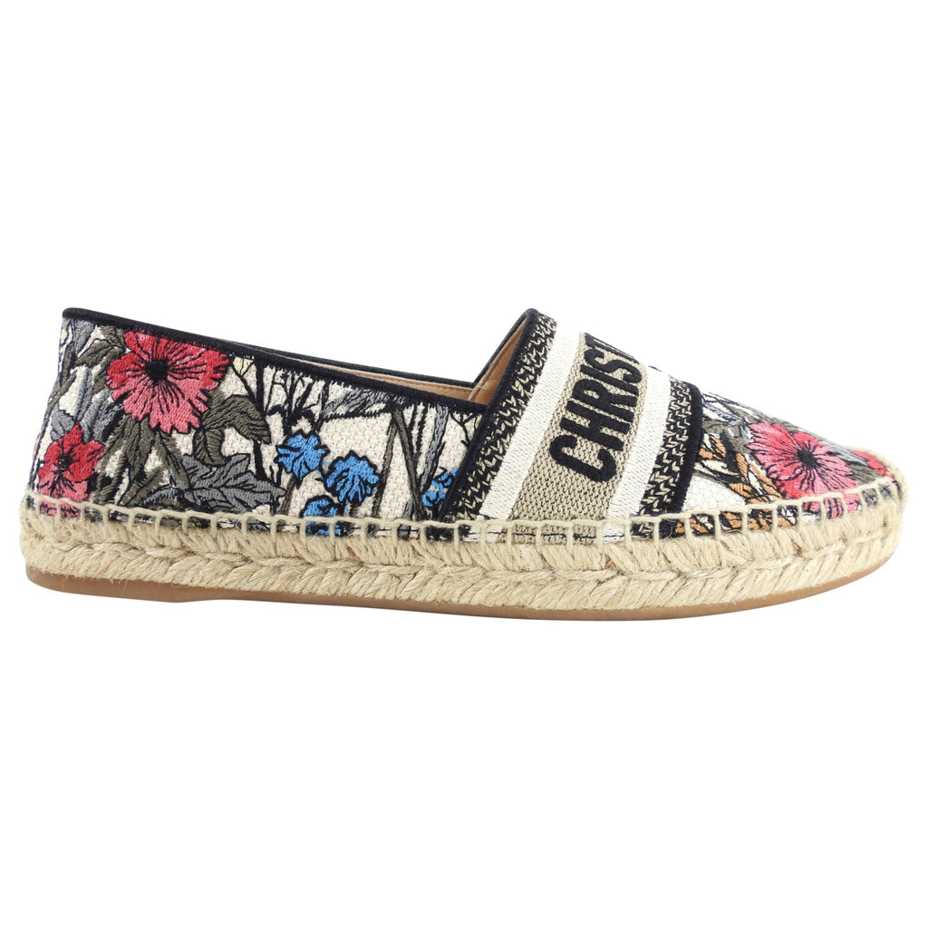Christian Dior Floral Embroidered Espadrille - 38 / 7.5