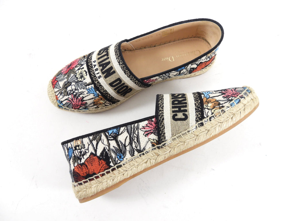 Christian Dior Floral Embroidered Espadrille - 38 / 7.5