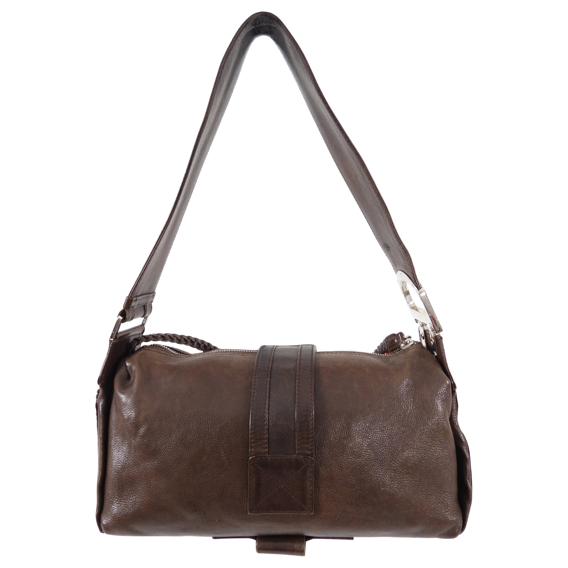 Christian Dior Galliano 2006 Brown Leather Flight Shoulder Bag