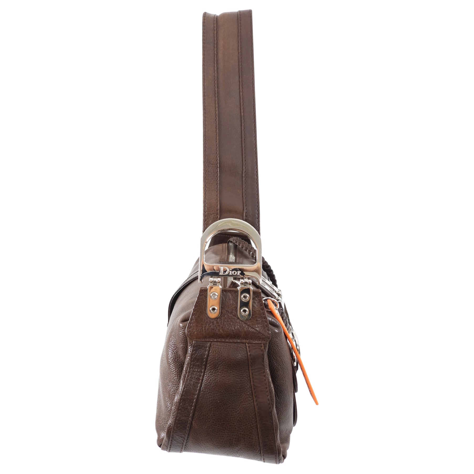 Christian Dior Galliano 2006 Brown Leather Flight Shoulder Bag
