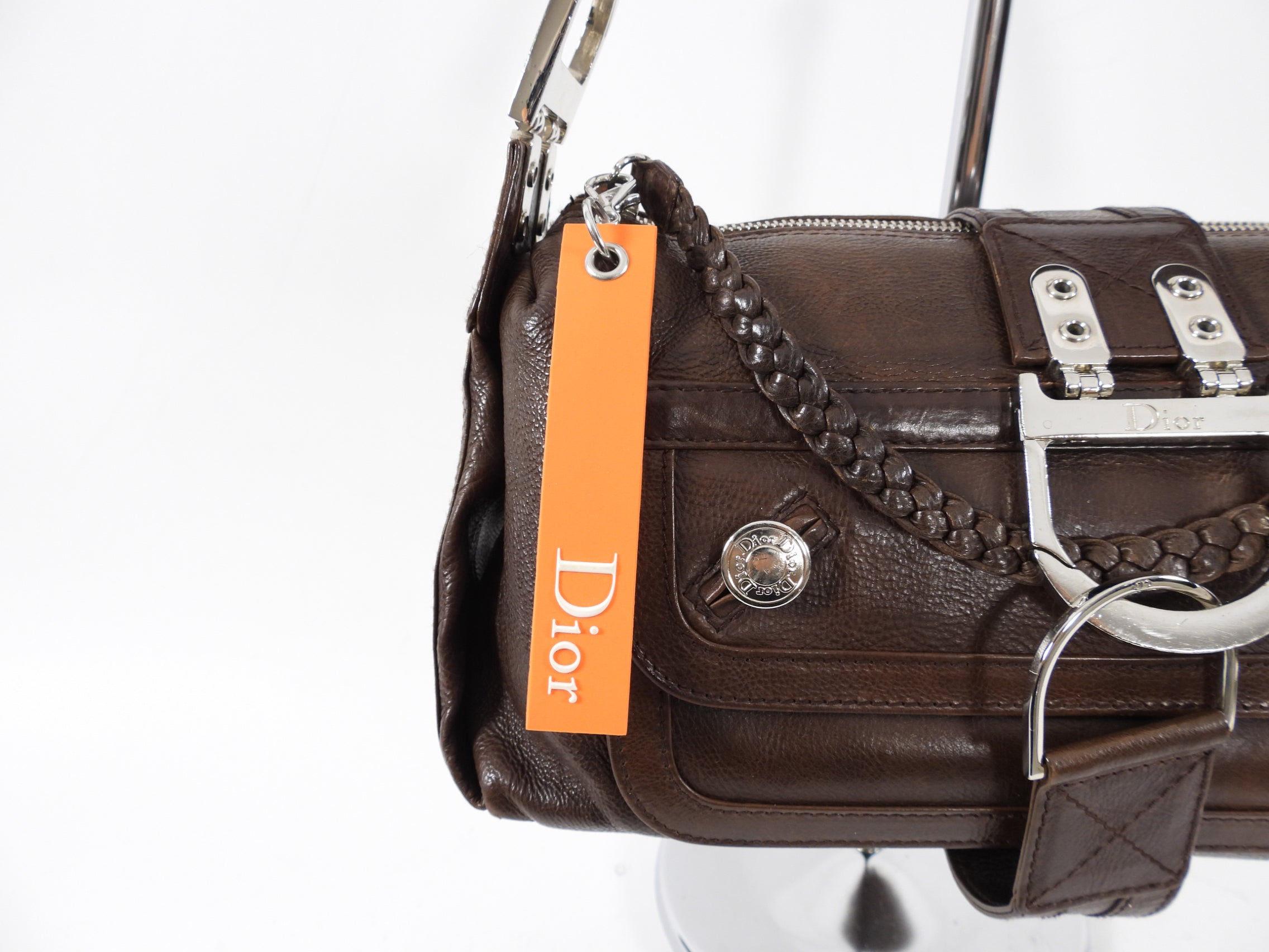 Christian Dior Galliano 2006 Brown Leather Flight Shoulder Bag