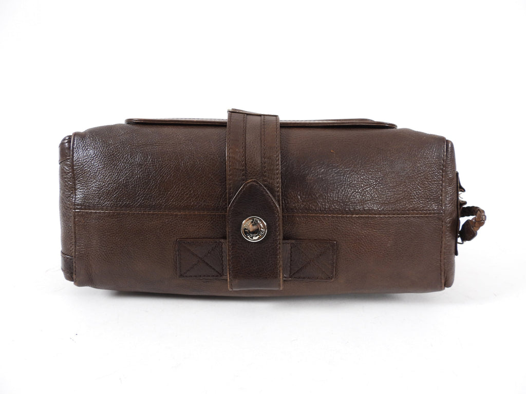 Christian Dior Galliano 2006 Brown Leather Flight Shoulder Bag