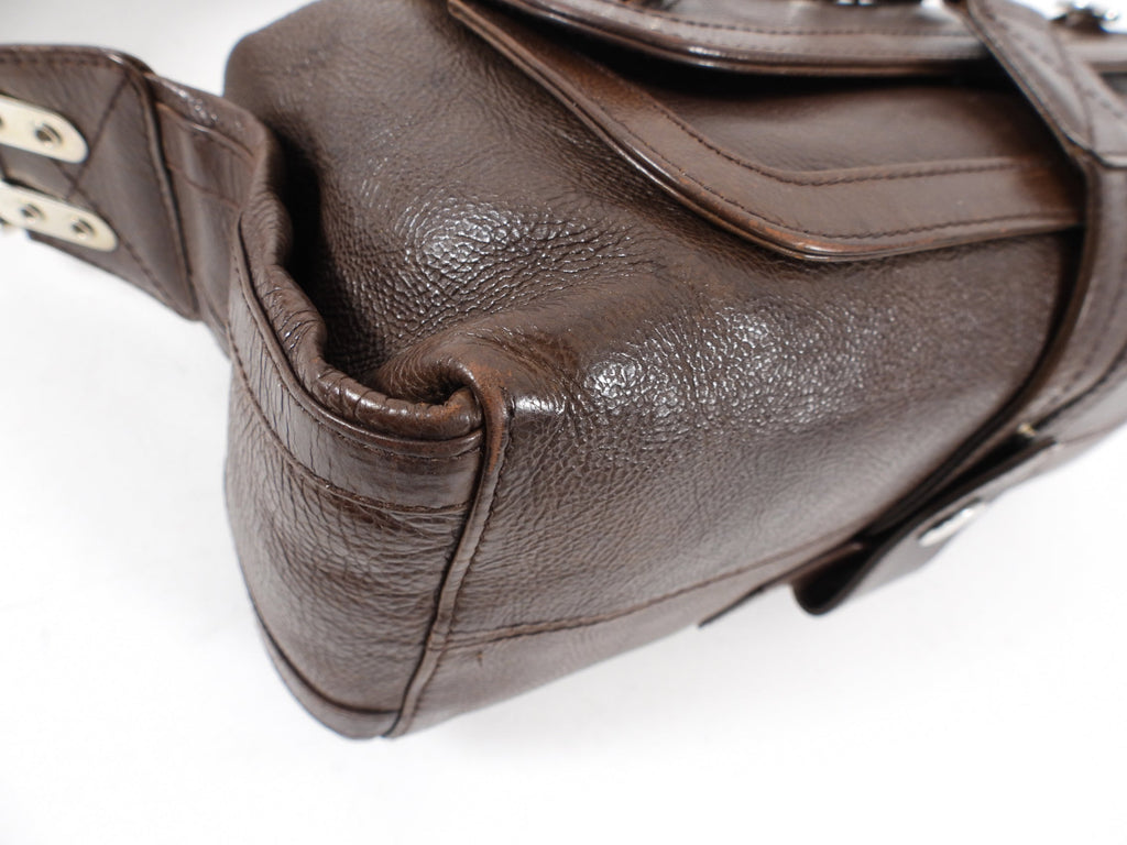 Christian Dior Galliano 2006 Brown Leather Flight Shoulder Bag