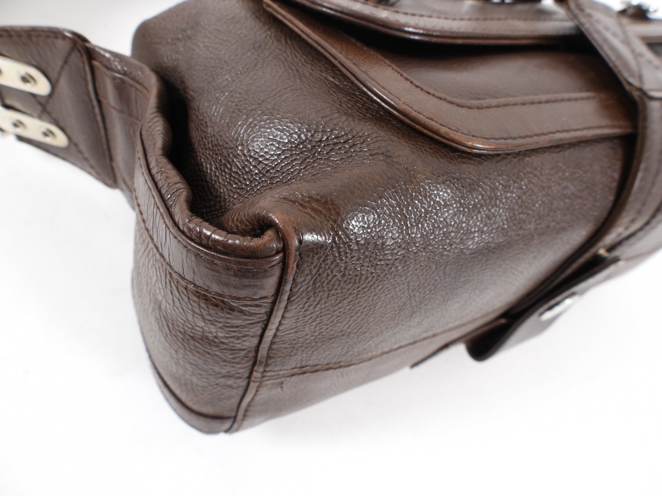 Christian Dior Galliano 2006 Brown Leather Flight Shoulder Bag