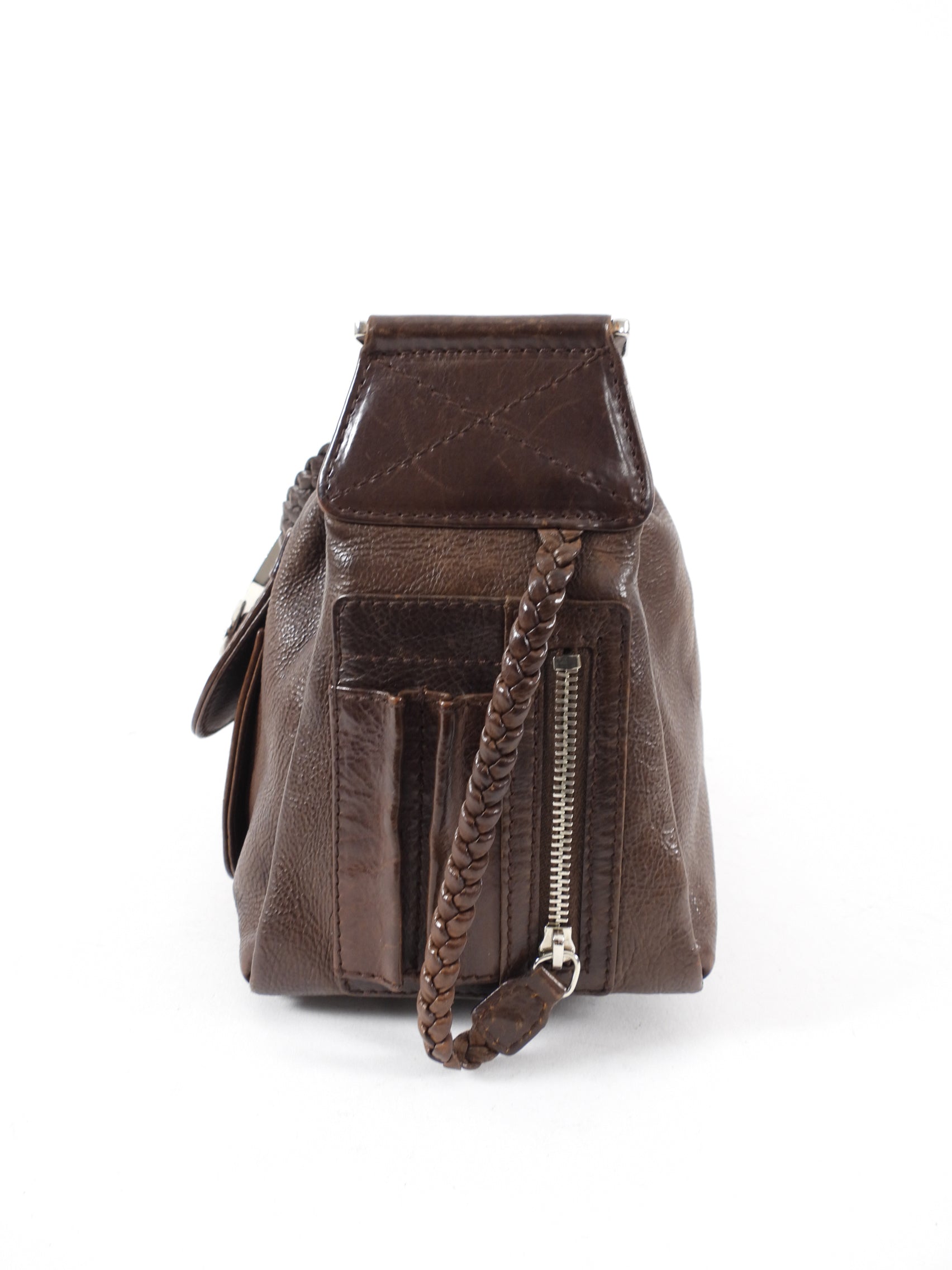 Christian Dior Galliano 2006 Brown Leather Flight Shoulder Bag