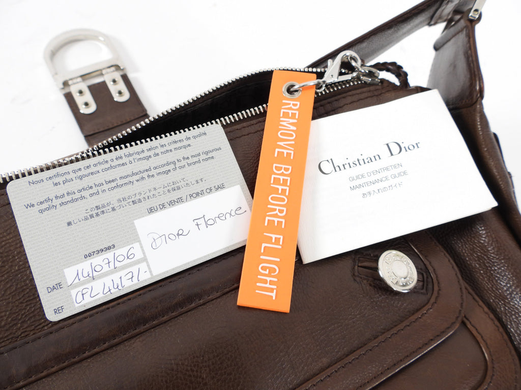 Christian Dior Galliano 2006 Brown Leather Flight Shoulder Bag