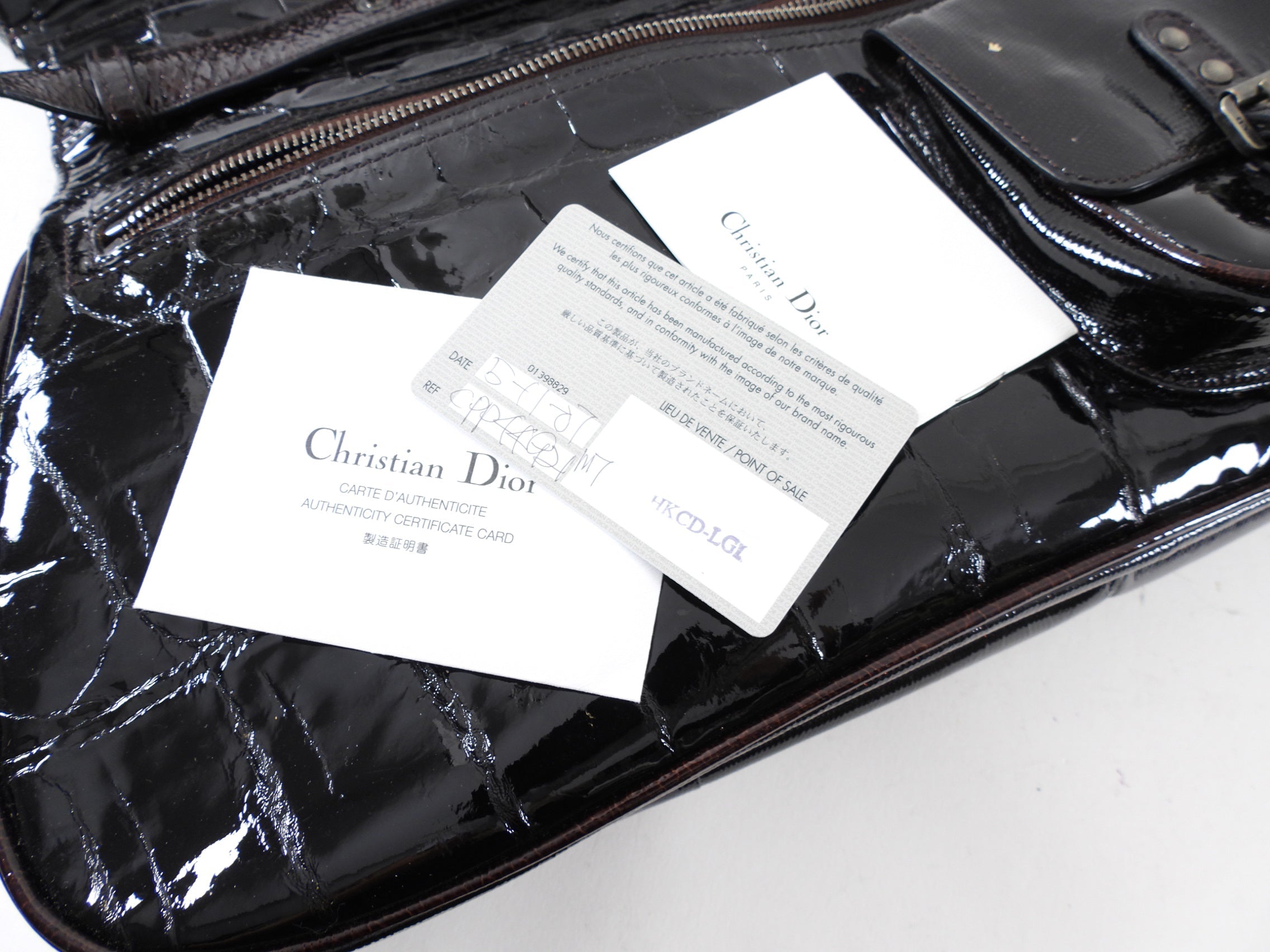 Christian Dior by John Galliano Vintage 2007 Patent Embossed Gaucho Bag