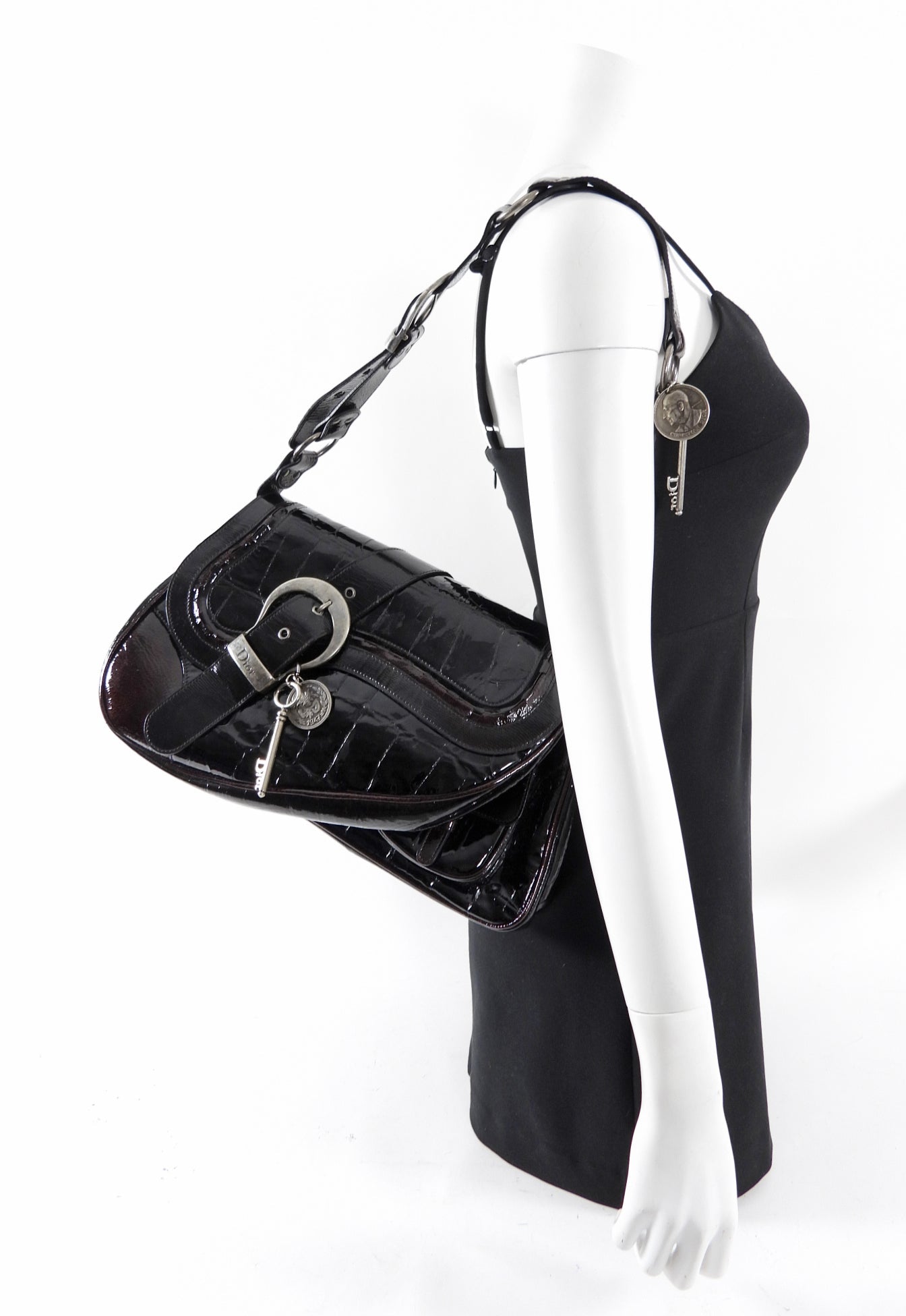 Christian Dior by John Galliano Vintage 2007 Patent Embossed Gaucho Bag