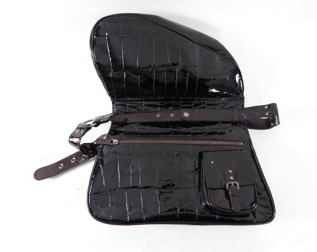 Christian Dior by John Galliano Vintage 2007 Patent Embossed Gaucho Bag