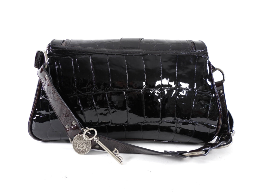 Christian Dior by John Galliano Vintage 2007 Patent Embossed Gaucho Bag