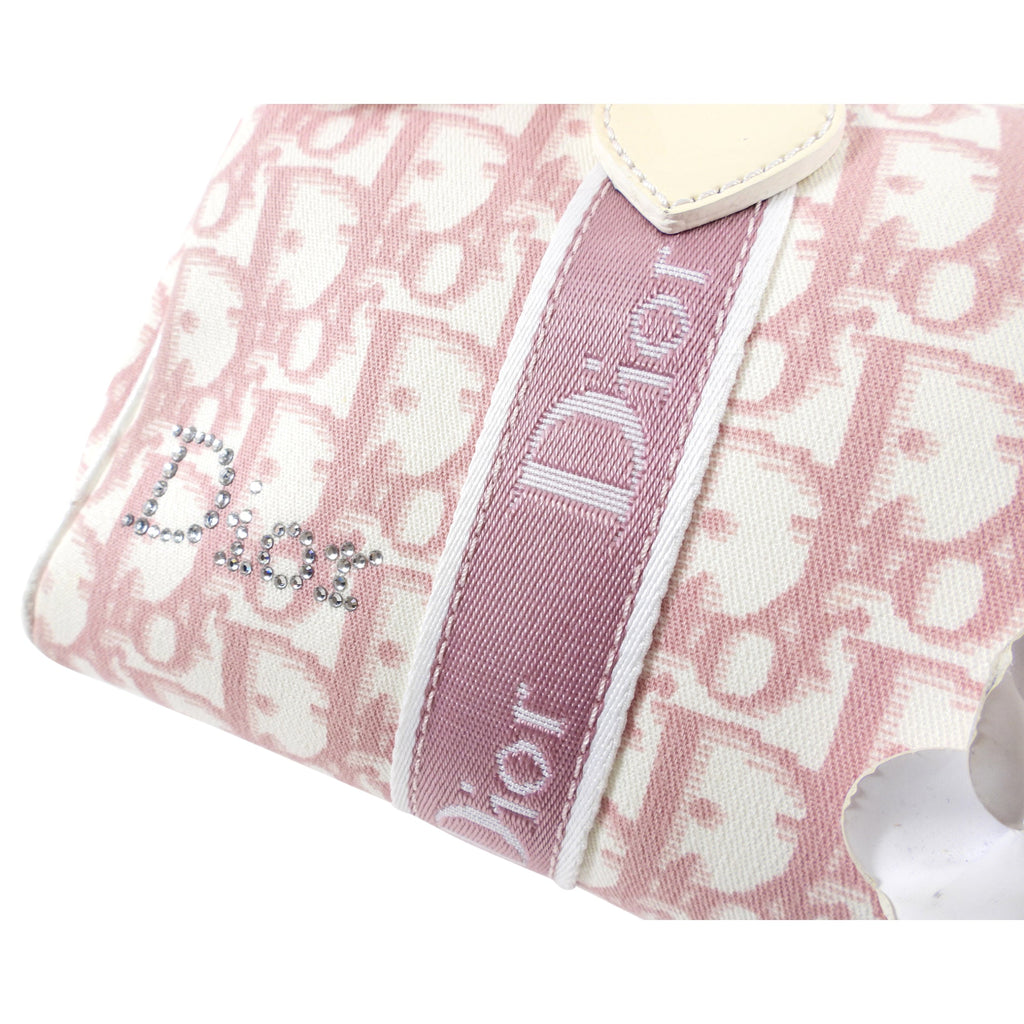 Dior Vintage Pink Oblique Girly Flower Boston Bag