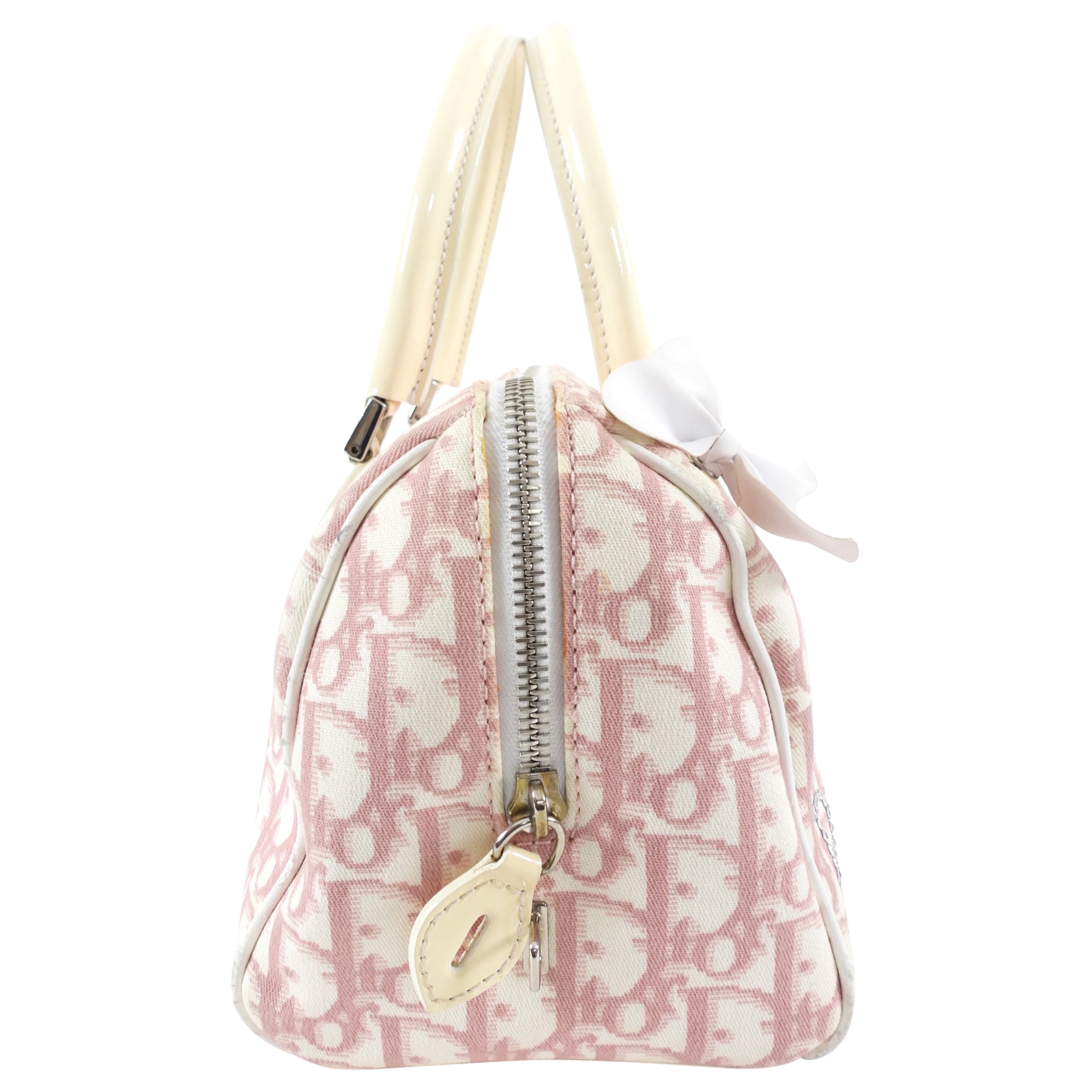 Dior Vintage Pink Oblique Girly Flower Boston Bag