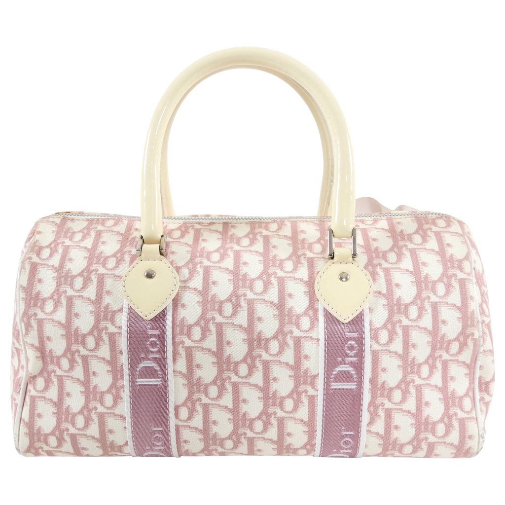 Dior Vintage Pink Oblique Girly Flower Boston Bag