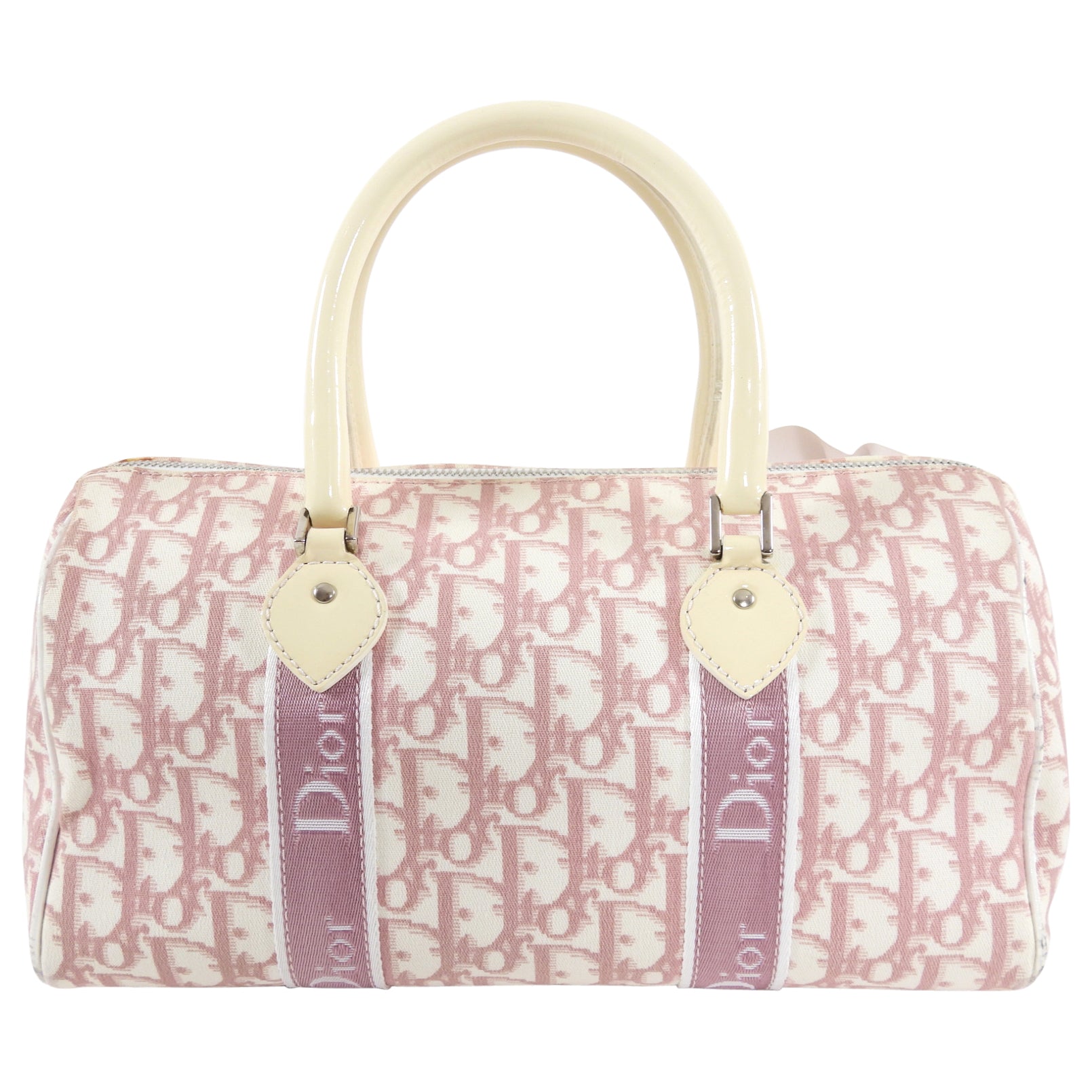 Dior Vintage Pink Oblique Girly Flower Boston Bag