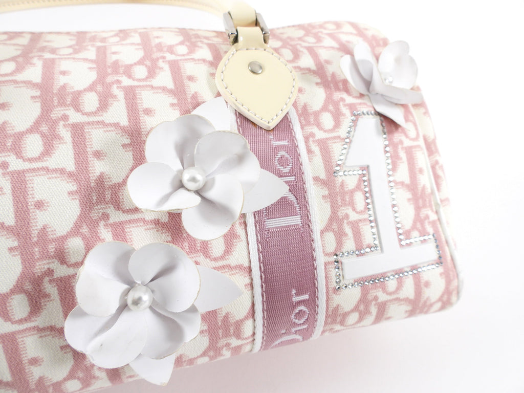 Dior Vintage Pink Oblique Girly Flower Boston Bag