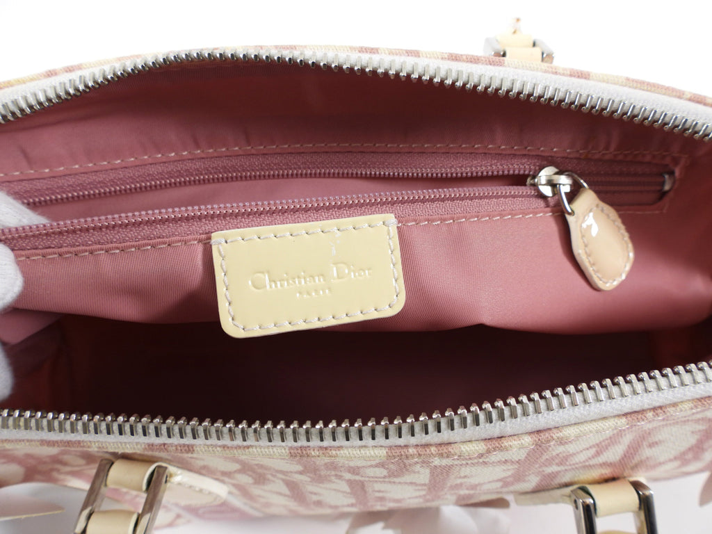 Dior Vintage Pink Oblique Girly Flower Boston Bag