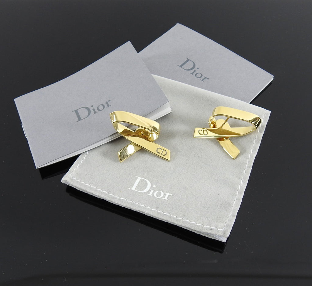 Dior Gold Wave Ribbon Rhianna Earrings