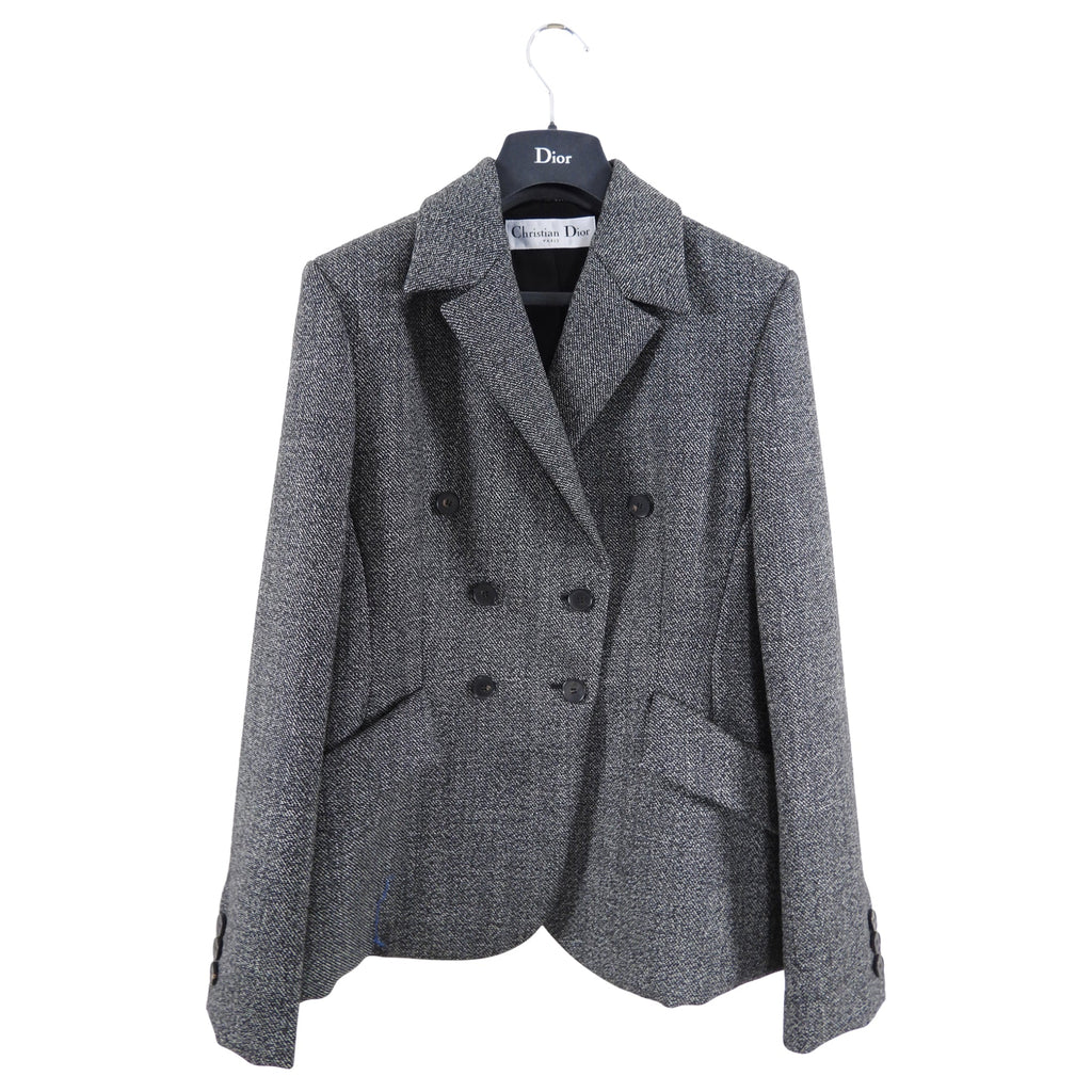 Christian Dior Grey Wool Fitted Blazer Jacket - FR40 / 8 / M