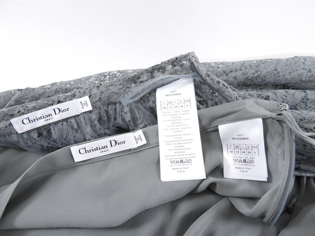 Christian Dior Grey Lace Long Full Skirt - 28" waist