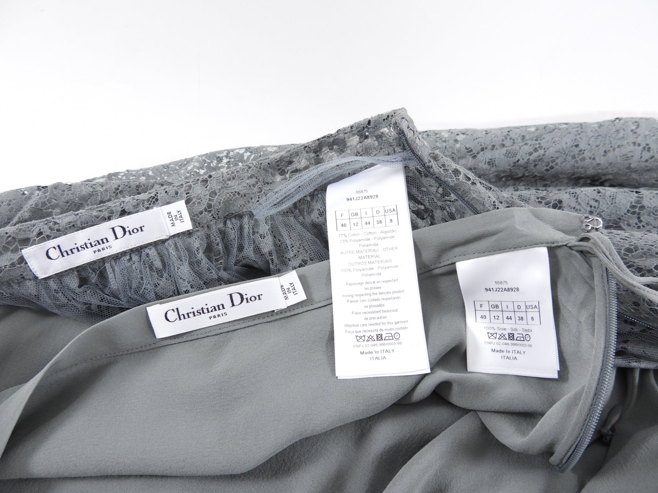 Christian Dior Grey Lace Long Full Skirt - 28" waist