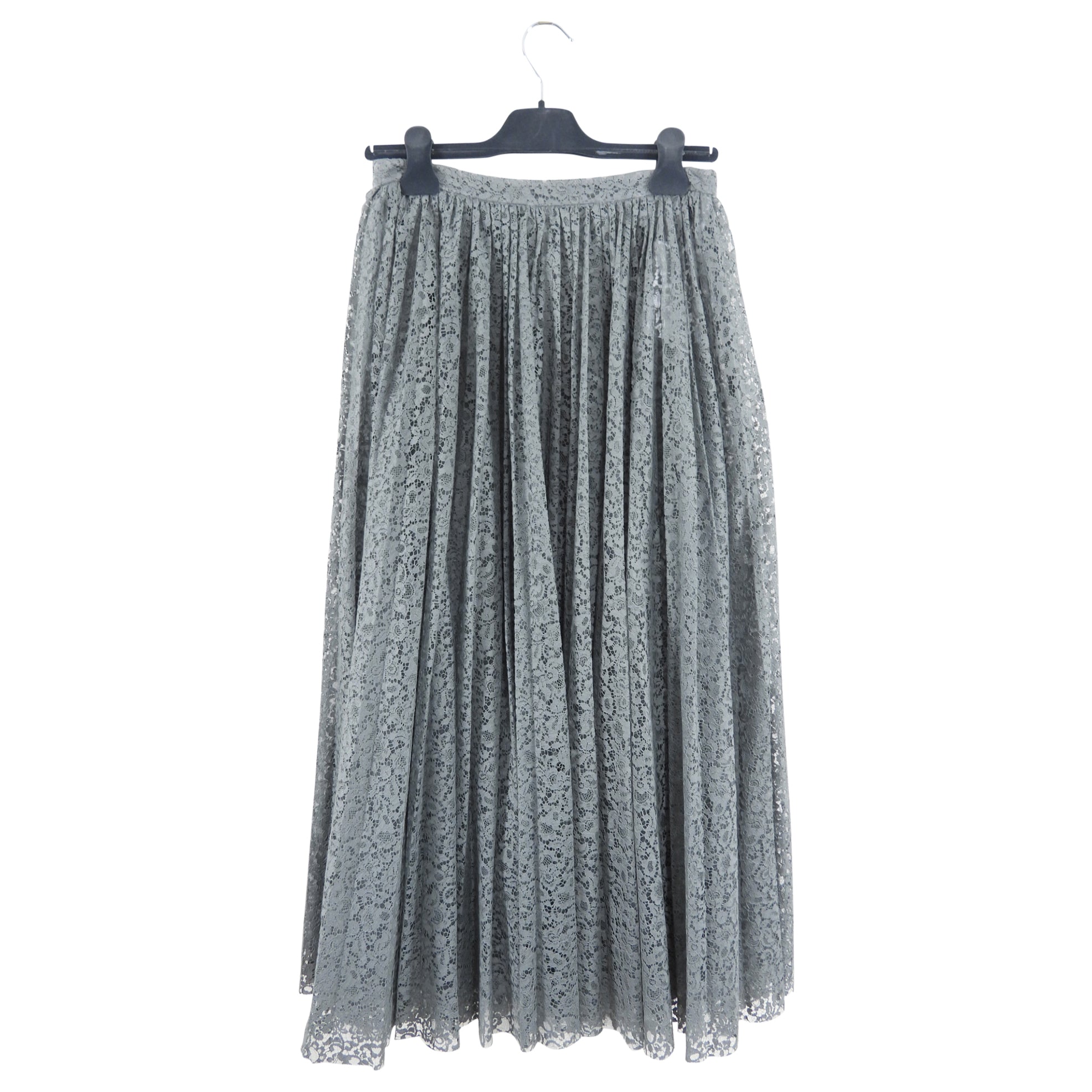 Christian Dior Grey Lace Long Full Skirt - 28" waist