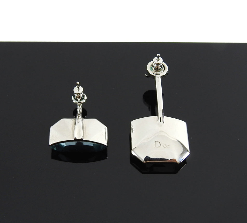 Christian Dior Cruise 2015 Half Earrings in Blue and Grey Crystal