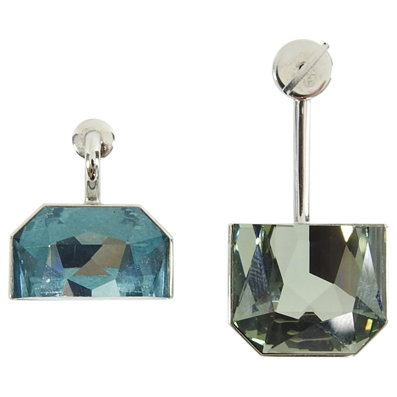 Christian Dior Cruise 2015 Half Earrings in Blue and Grey Crystal