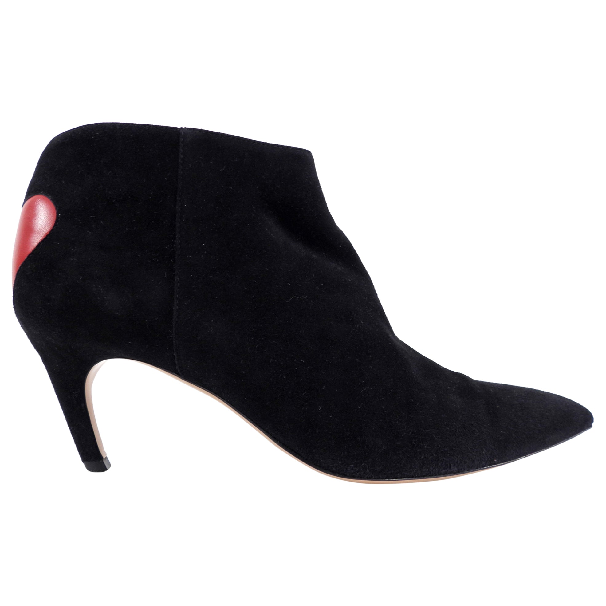 Dior Black Suede Ankle Boots with Red Leather Heart - 39.5 / 9