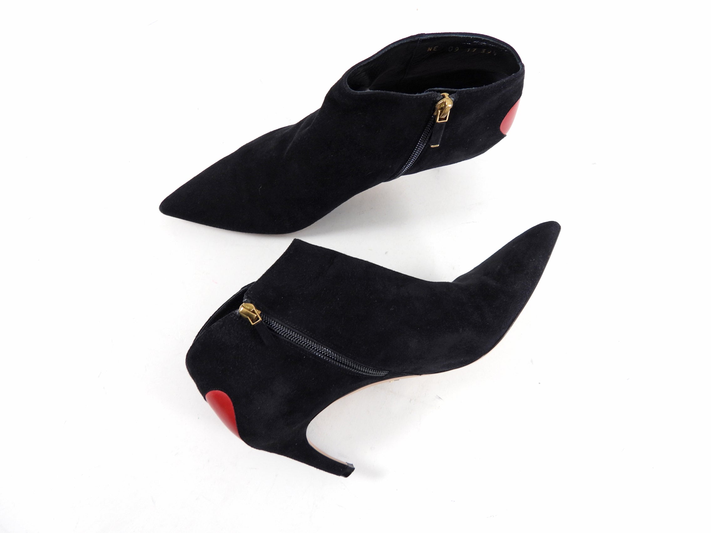 Dior Black Suede Ankle Boots with Red Leather Heart - 39.5 / 9