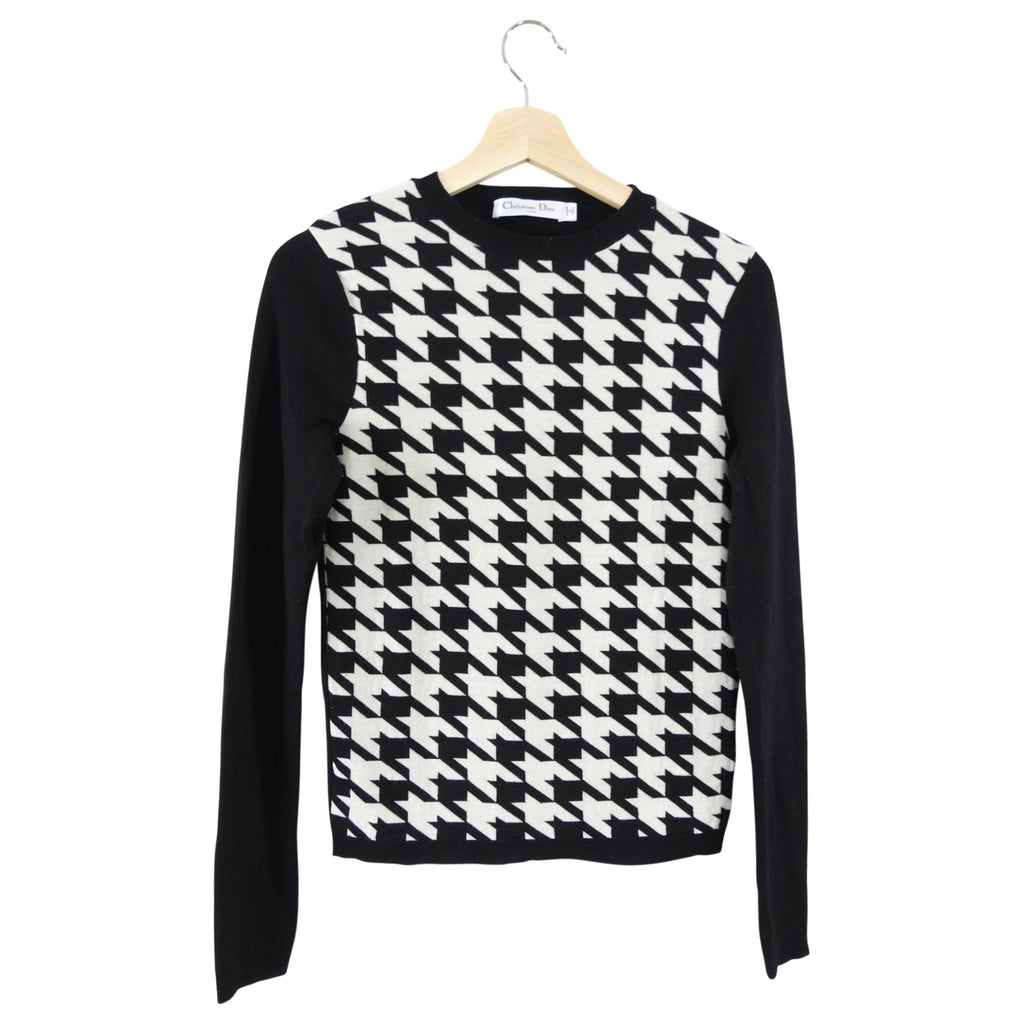 Christian Dior Black and White Houndstooth Knit Pullover - FR38 / 6