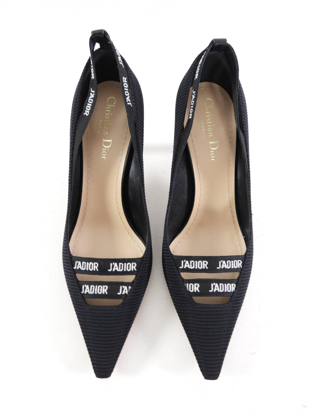 Dior J'Adior Fabric Curved Leather Heel Pumps - 40