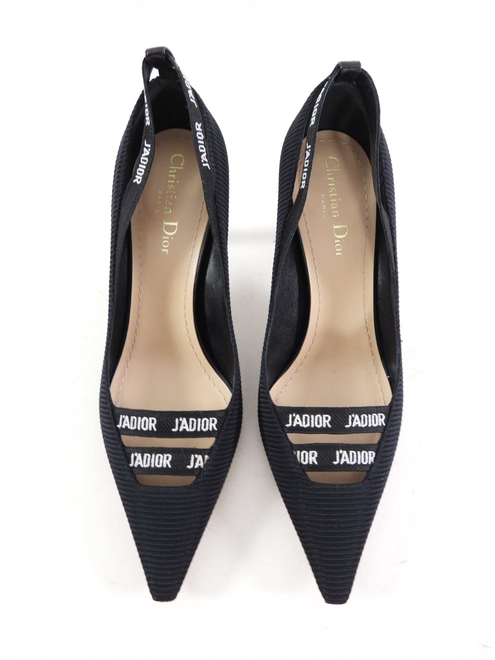 Dior J'Adior Fabric Curved Leather Heel Pumps - 40