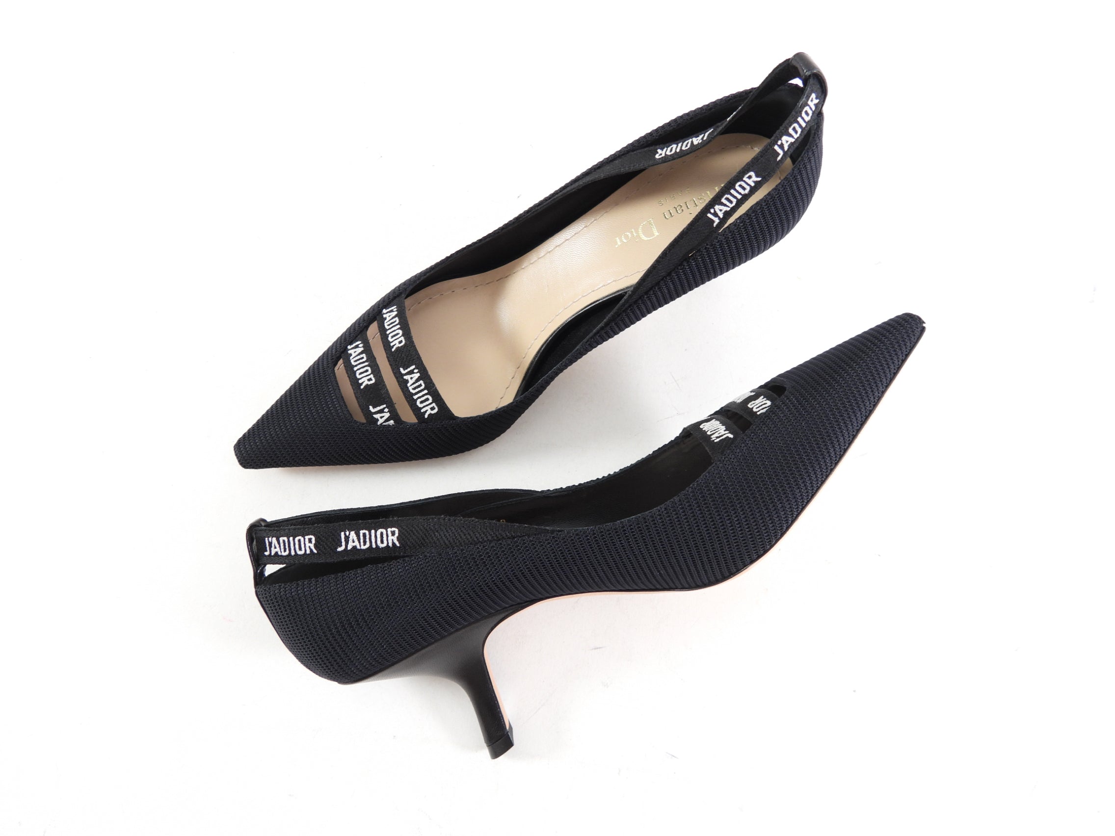 Dior J'Adior Fabric Curved Leather Heel Pumps - 40