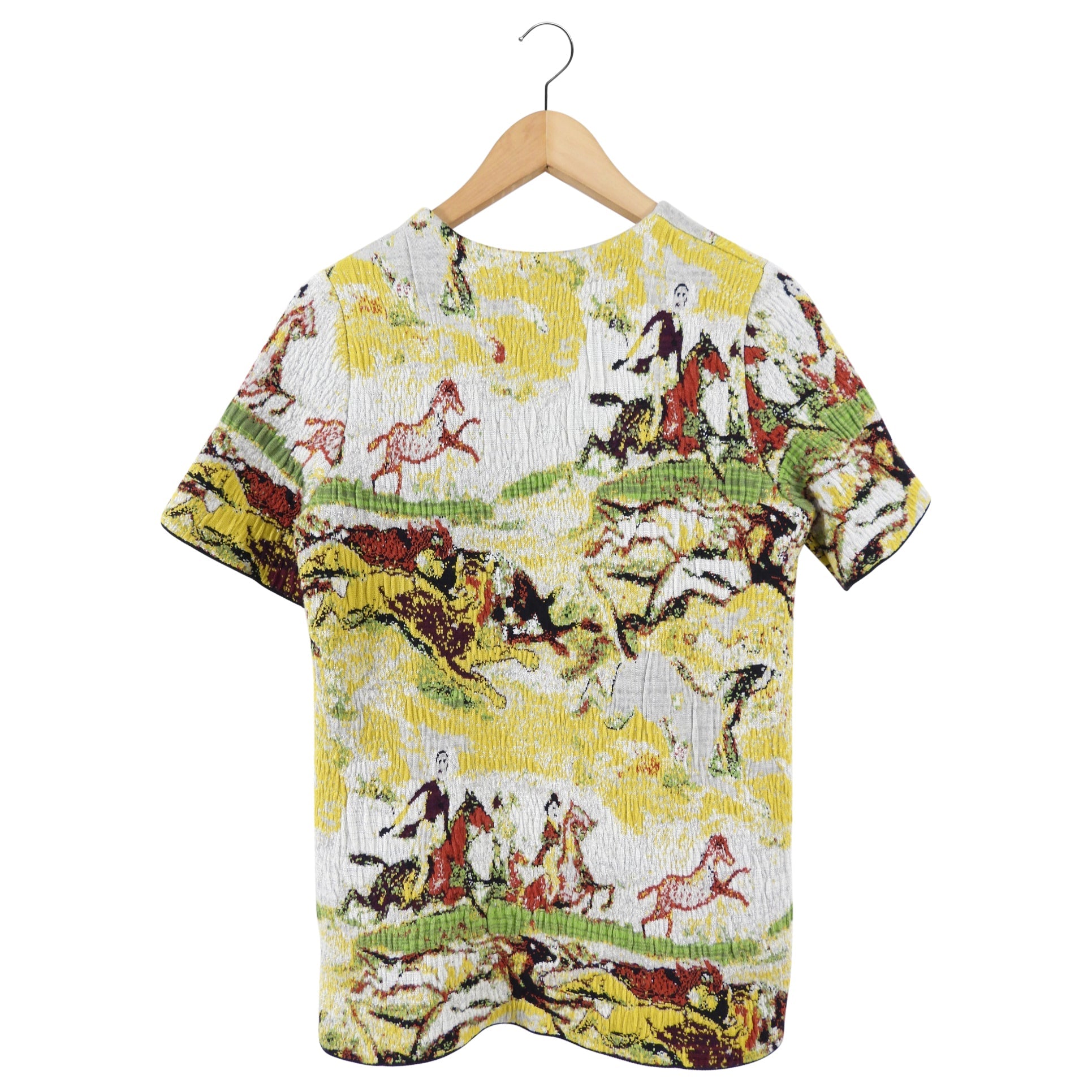 Dior Textured Knit Short Sleeve Hunting Scene Top - FR40 / USA 8