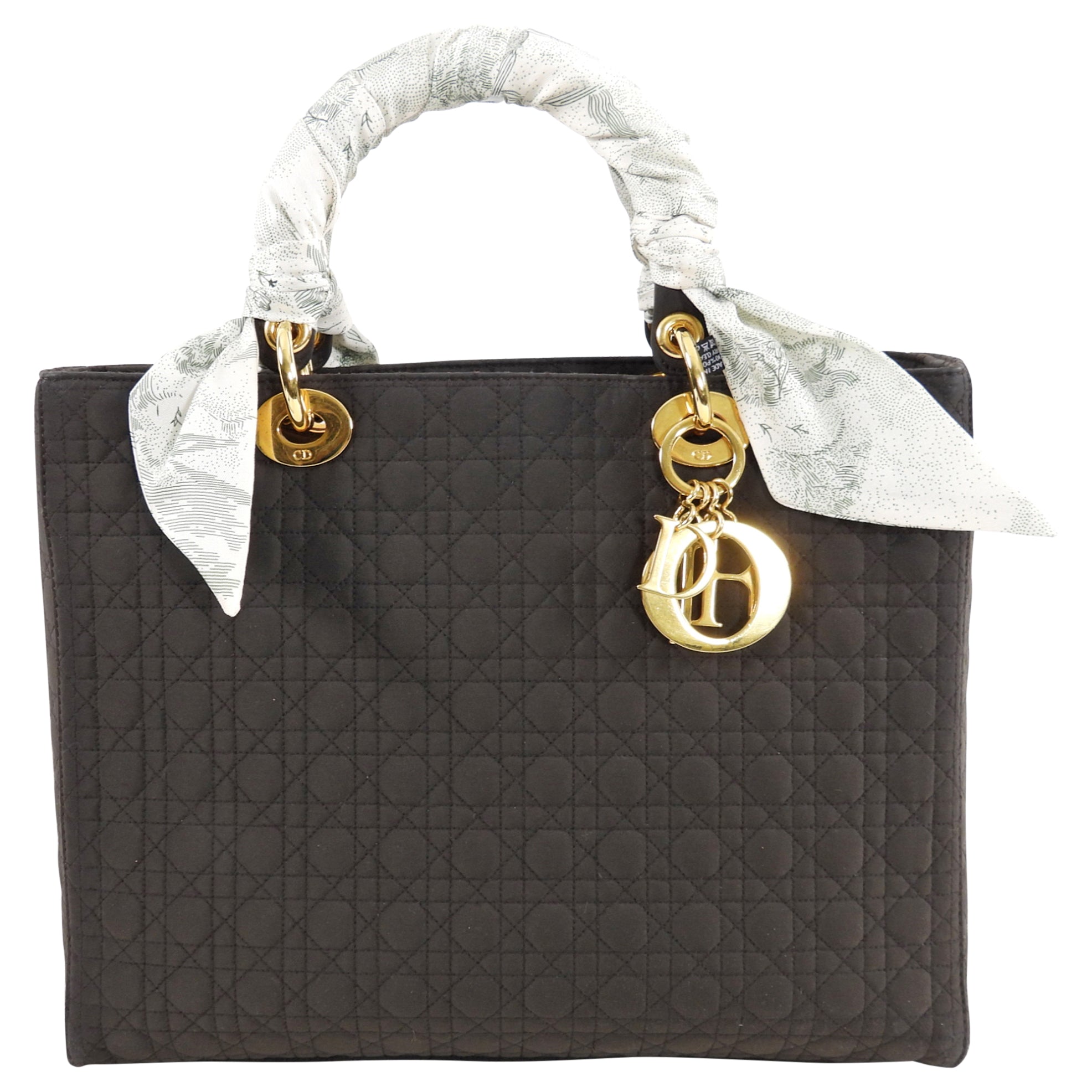 Christian Dior Vintage Lady Dior Brown Nylon Bag