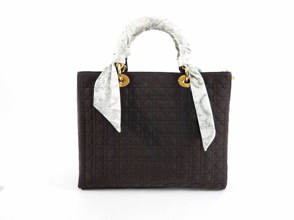 Christian Dior Vintage Lady Dior Brown Nylon Bag