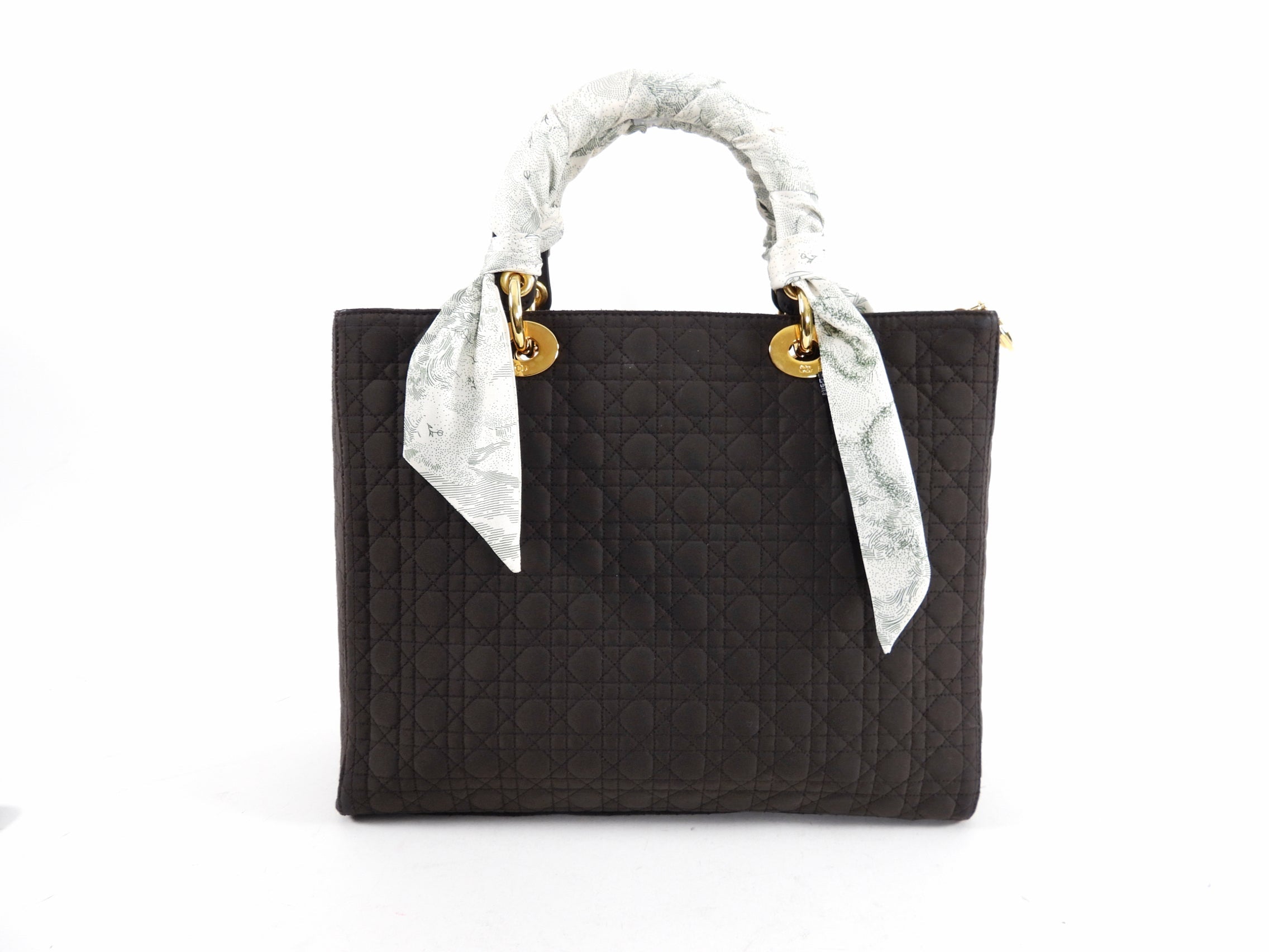 Christian Dior Vintage Lady Dior Brown Nylon Bag