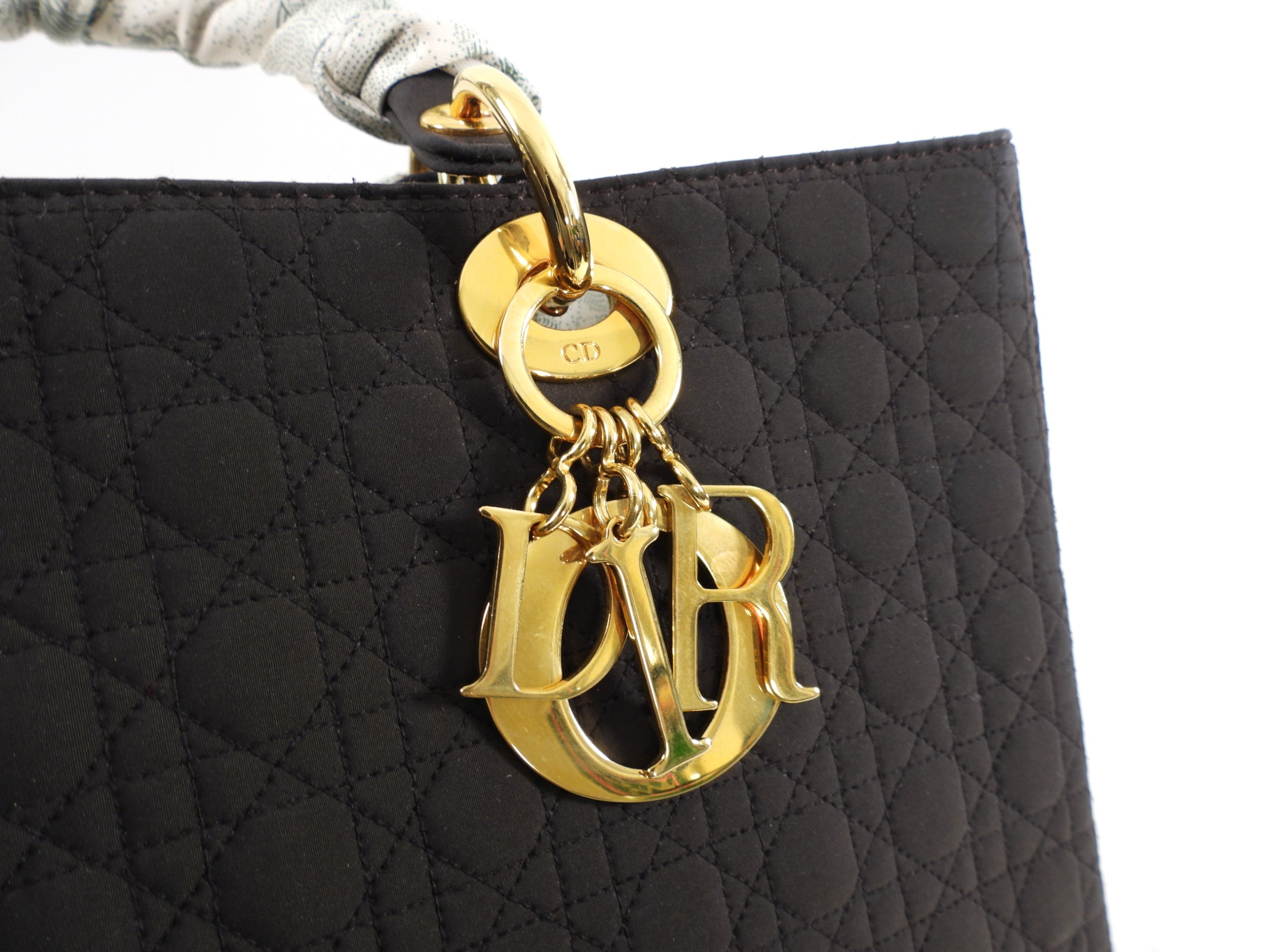 Christian Dior Vintage Lady Dior Brown Nylon Bag