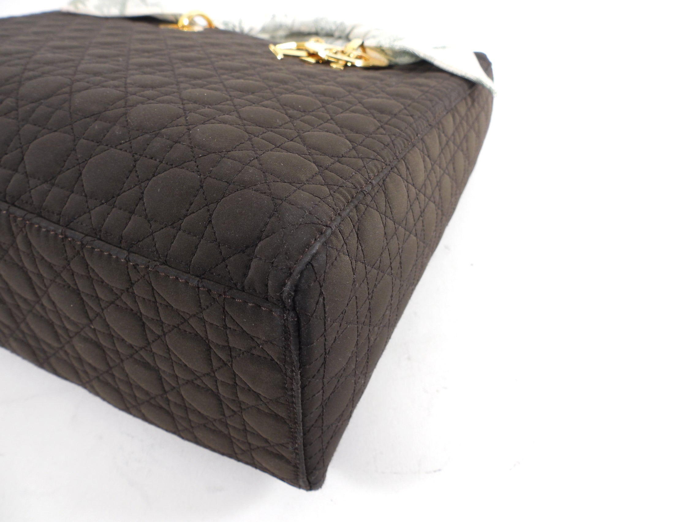 Christian Dior Vintage Lady Dior Brown Nylon Bag