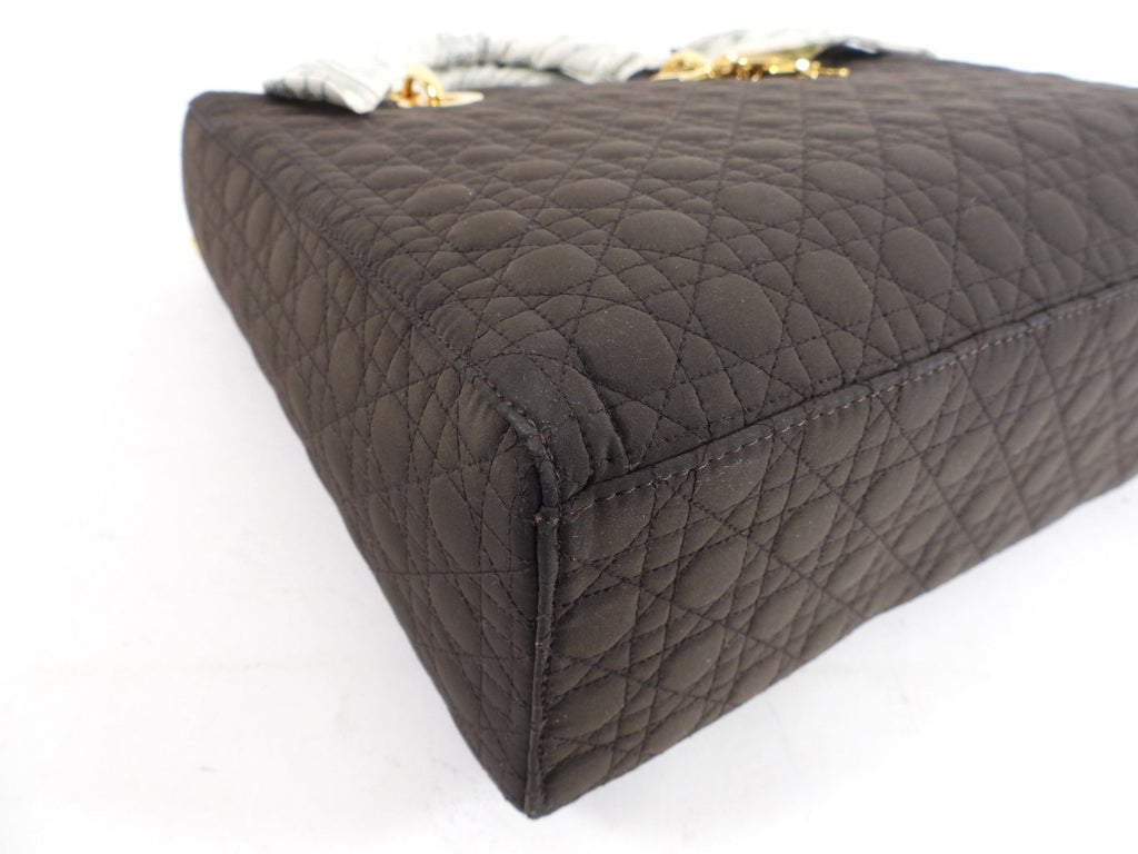 Christian Dior Vintage Lady Dior Brown Nylon Bag